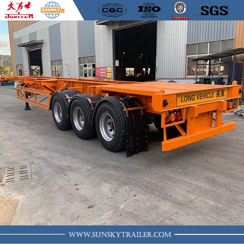 40ft 3 axle skeleton trailer with airbag suspension
